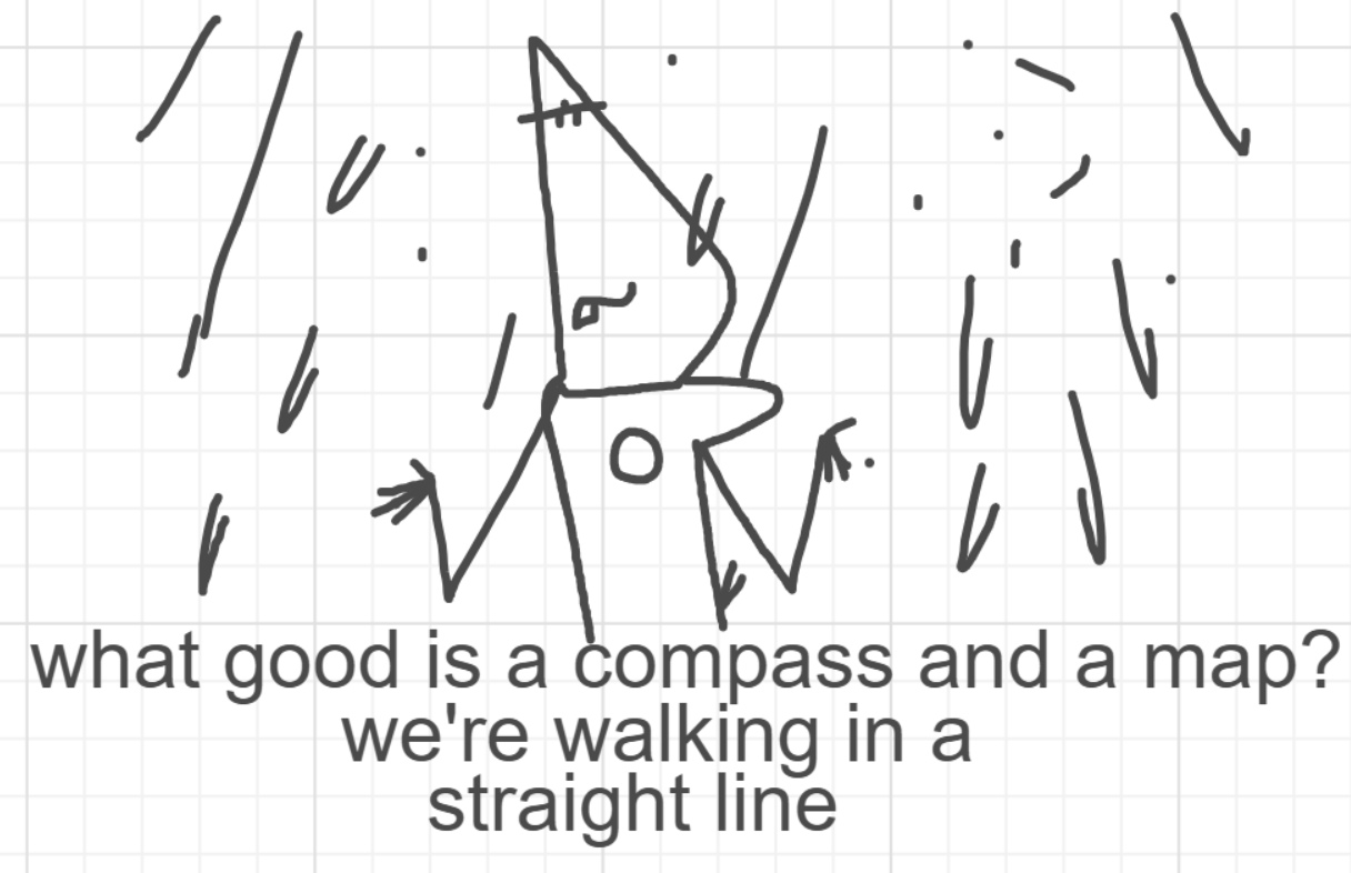 A panel from I've Been Everywhere, Man, episode nine of the Board Boards object show by Furretwalk/WalkingFurret.